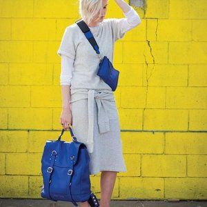 Timbuk2 Phoebe Dahl Blue Leather Convertible Jet Set Backpack
